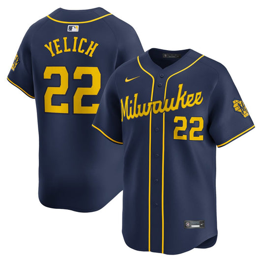 Milwaukee Brewers Christian Yelich Nike Alternate Limited Player Jersey – Navy
