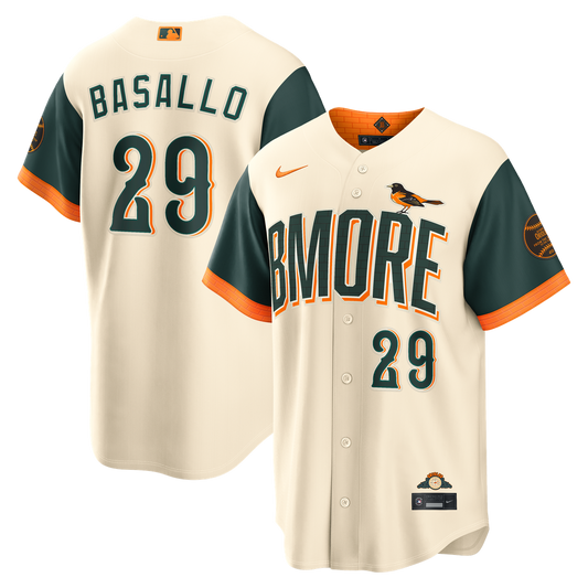 Baltimore Orioles Samuel Basallo Nike 2026 City Connect Stadium Jersey - Cream