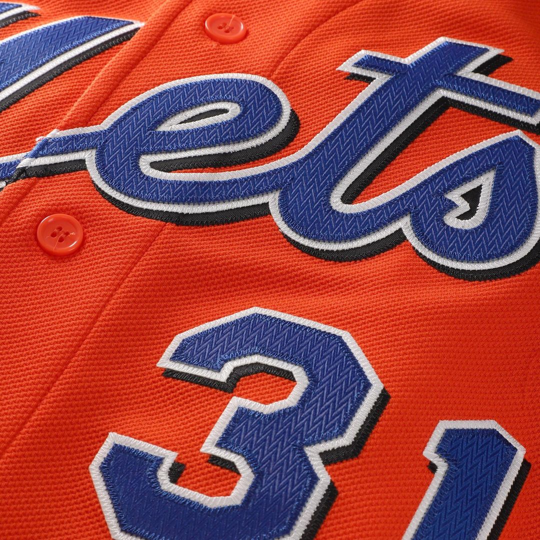 New York Mets Mike Piazza Mitchell & Ness Cooperstown Mesh Batting Practice Button - Up Jersey - Orange