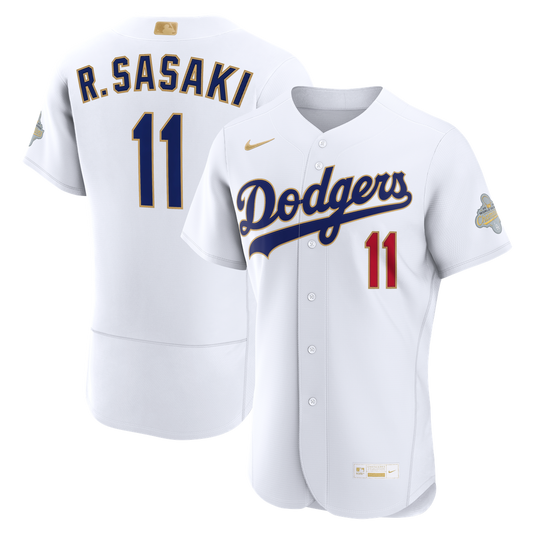 Los Angeles Dodgers Roki Sasaki Nike 2026 Gold Collection Authentic Jersey - White