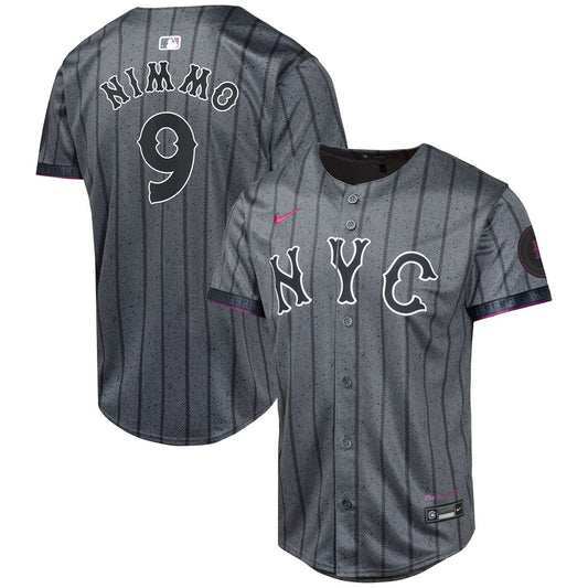 New York Mets Brandon Nimmo Nike Youth 2024 City Connect Limited Player Jersey - Graphite