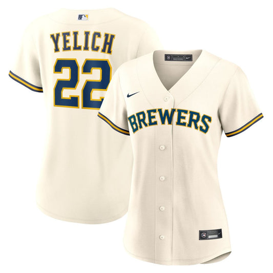 Milwaukee Brewers Christian Yelich Nike Women's Home Replica Player Jersey - Cream